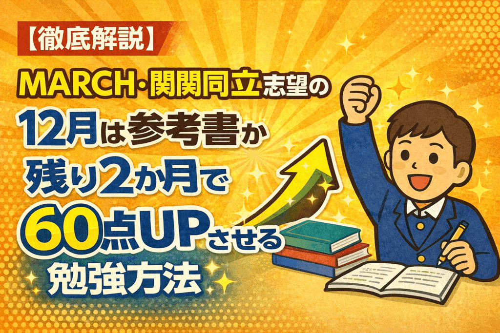 【徹底解説】MARCH・関関同立志望の受験生が残り2か月で60点UPさせる勉強方法