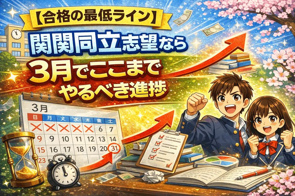 【合格の最低ライン】関関同立志望なら3月でここまでやるべき進捗